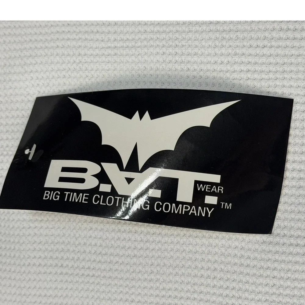 VTG BAT Big Time Clothing Mens 3X White Thermal Long Sleeve‎ Shirt 100% Cotton